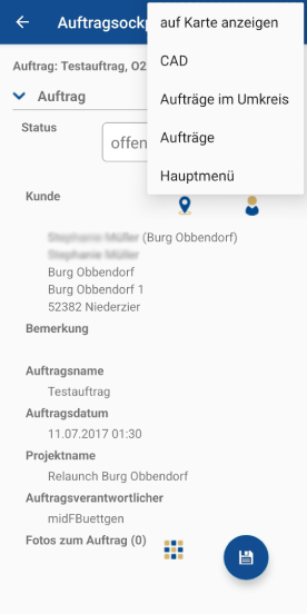 Auftragsdaten im Überblick